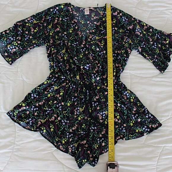 NEW w/o Tags - Victoria's Secret Satin Romper - Tie Waist, Dark Floral, Small - Picture 5 of 13